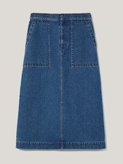 Jigsaw Blue Denim Patch Pocket Midi Skirt - Image 6 of 6