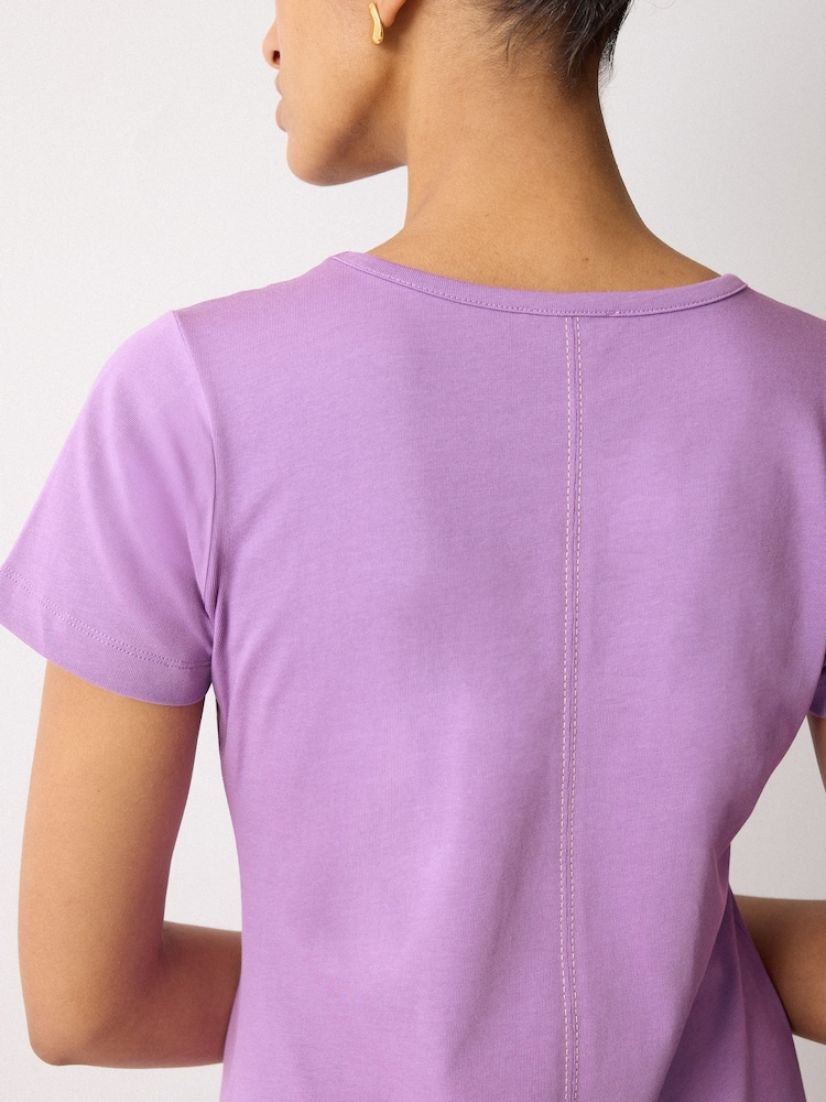 Jigsaw Purple Stitched Short Sleeve Dress - Image 2 of 5