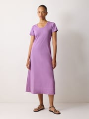 Jigsaw Purple Stitched Short Sleeve Dress - Image 3 of 5
