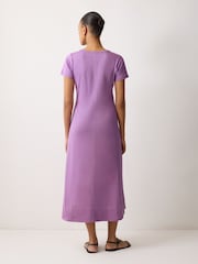 Jigsaw Purple Stitched Short Sleeve Dress - Image 4 of 5