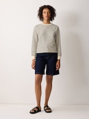 Jigsaw Blue Textured Stripe Sweatshirt - Image 2 of 4