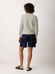 Jigsaw Blue Textured Stripe Sweatshirt - Image 3 of 4