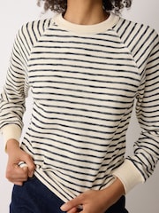 Jigsaw Blue Textured Stripe Sweatshirt - Image 4 of 4