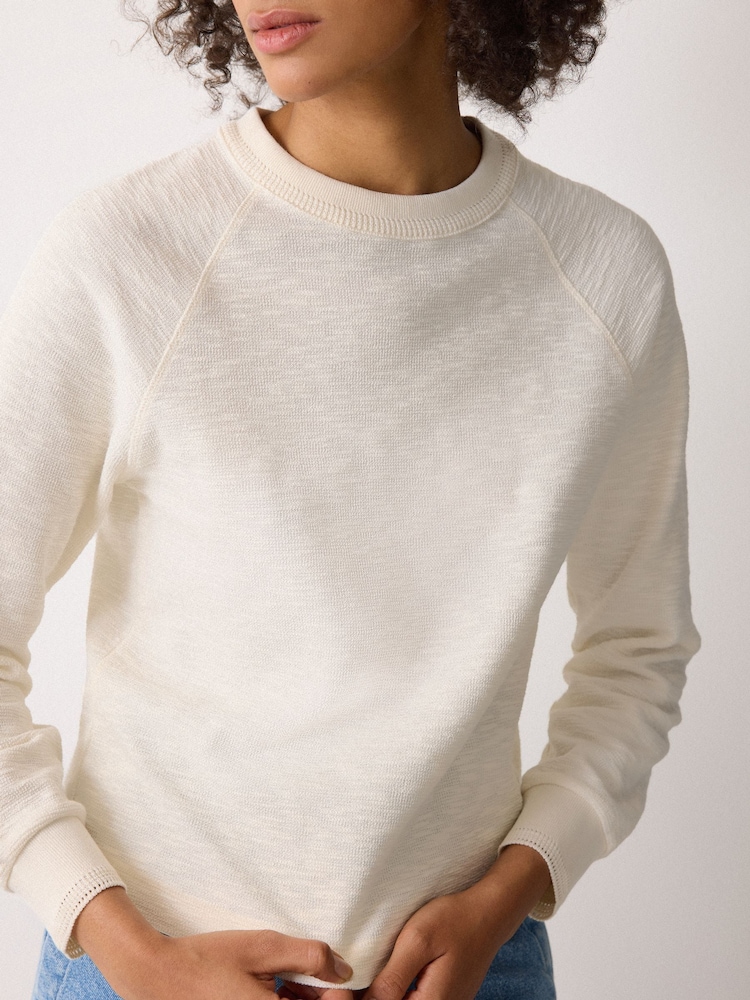 Jigsaw Cream Textured Slub Sweatshirt - Image 2 of 4 Jigsaw Cream Textured Slub Sweatshirt - Image 2 of 4