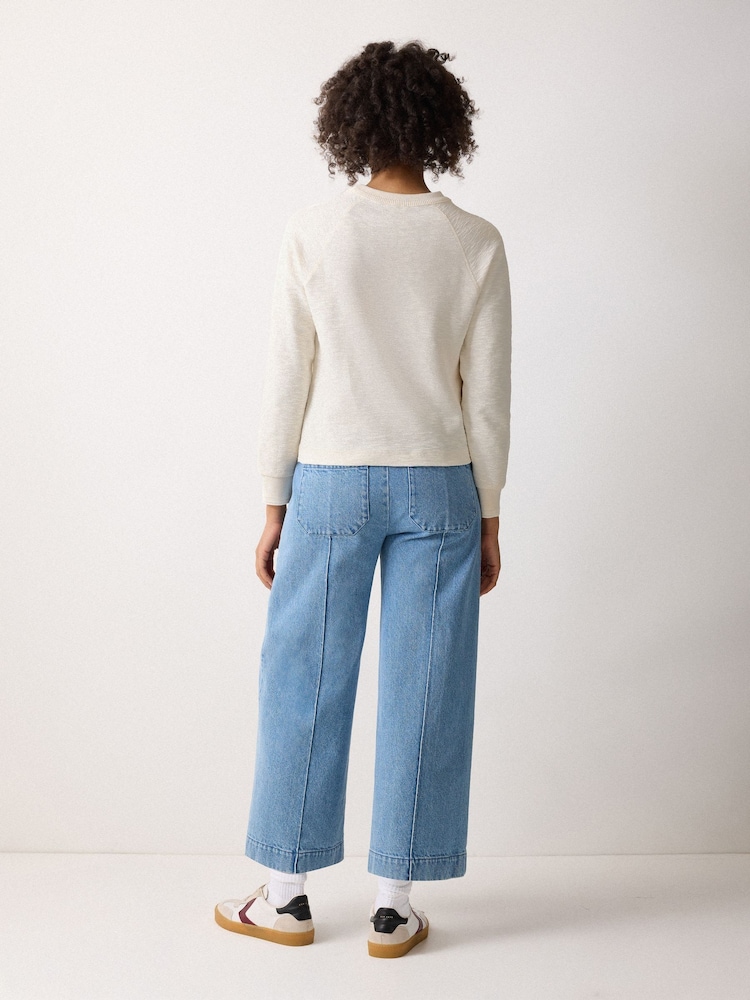 Jigsaw Cream Textured Slub Sweatshirt - Image 4 of 4