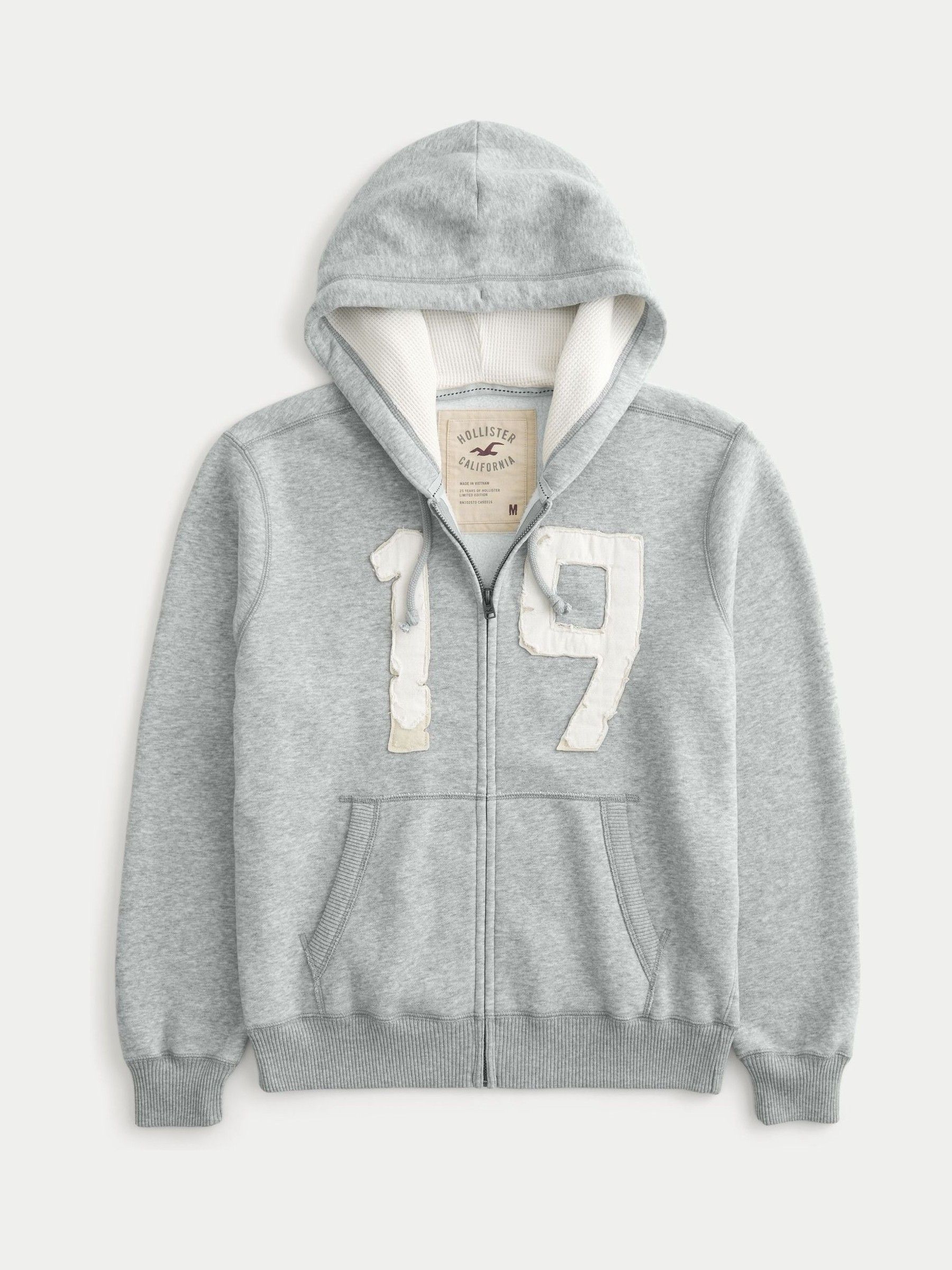 Buy Hollister Grey Logo Waffle Lined Boxy Zip-Up Hoodie from Next USA