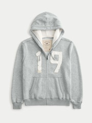Hollister Grey Logo Waffle Lined Boxy Zip-Up Hoodie - Image 4 of 6