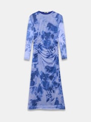 Mint Velvet Blue Abstract Print Mesh Midi Dress - Image 7 of 8