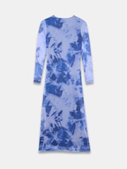 Mint Velvet Blue Abstract Print Mesh Midi Dress - Image 8 of 8