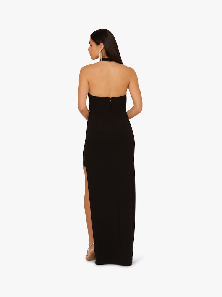 Adrianna By Adrianna Papell Knit Crepe Long Black Dress - Image 2 of 6 Adrianna By Adrianna Papell Knit Crepe Long Black Dress - Image 2 of 6