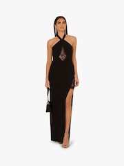 Adrianna By Adrianna Papell Knit Crepe Long Black Dress - Image 4 of 6