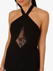 Adrianna By Adrianna Papell Knit Crepe Long Black Dress - Image 5 of 6