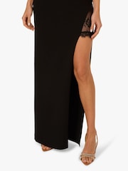 Adrianna By Adrianna Papell Knit Crepe Long Black Dress - Image 6 of 6
