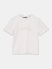 Mint Velvet Cream Cotton Cut Out Slogan T-Shirt - Image 6 of 8