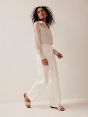 Mint Velvet Natural Satin Long Sleeve Shirt - Image 3 of 5