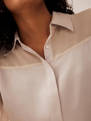 Mint Velvet Natural Satin Long Sleeve Shirt - Image 4 of 5