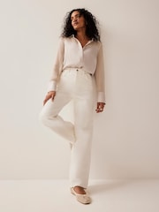 Mint Velvet Natural Satin Long Sleeve Shirt - Image 5 of 5