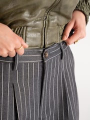 Prohibited Grey Pinstripe Pleated Trousers - Image 8 of 10