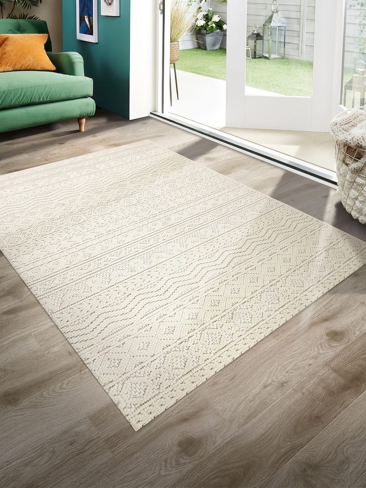 Origin Rug Collection. Cream Atlas Graphic Print Rug - Image 2 of 6