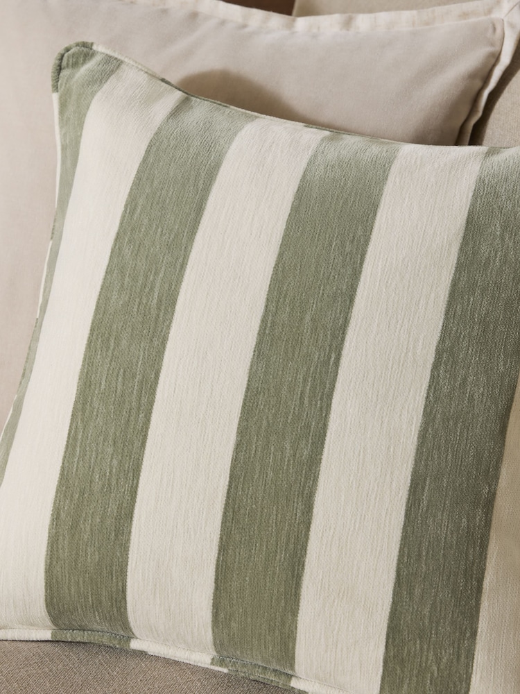 Sage Green 50 x 50cm Chenille Stripe Cushion - Image 2 of 3