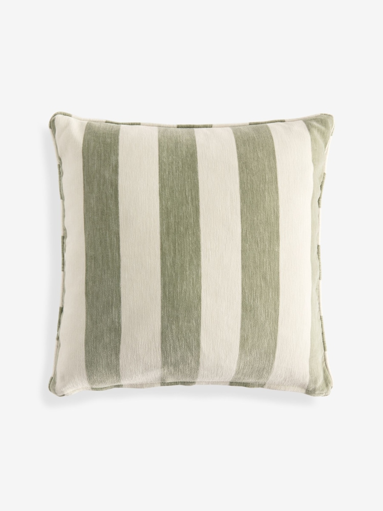 Sage Green 50 x 50cm Chenille Stripe Cushion - Image 3 of 3