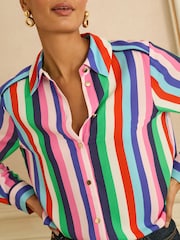 Love & Roses Multi Stripe Long Sleeve Button Through Shirt - Image 2 of 4