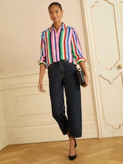 Love & Roses Multi Stripe Long Sleeve Button Through Shirt - Image 3 of 4