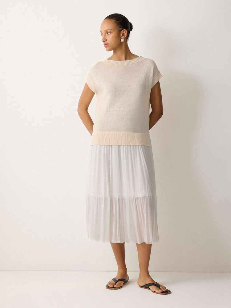 Jigsaw Natural Linen Mixed Media Dress - Image 2 of 5