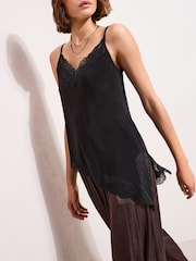 Friends Like These Black Lace Trim Asymmetric Cami - Image 1 of 5
