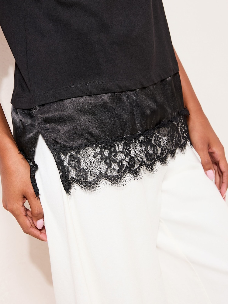 Friends Like These Black Lace Hem 2 in1 Top - Image 2 of 4