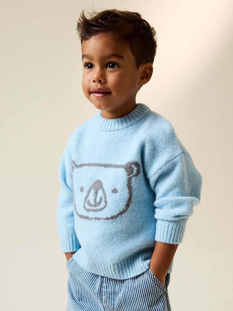 أزرق دب - Character Knitted Crew Neck Jumper (3mths-7yrs) - صورة 1 من 3 أزرق دب - Character Knitted Crew Neck Jumper (3mths-7yrs) - صورة 1 من 3