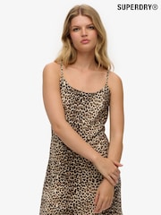 Superdry Brown Bias Cut Mini Slip Dress - Image 19 of 19