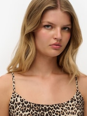Superdry Brown Bias Cut Mini Slip Dress - Image 3 of 7