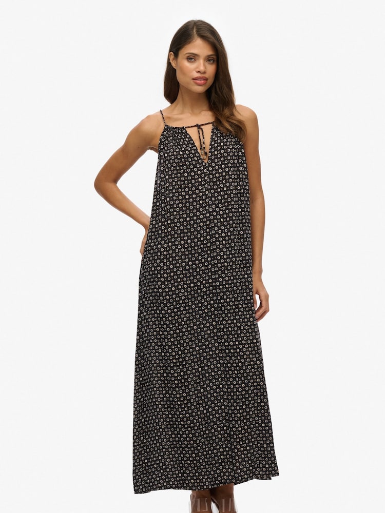 Superdry Black Beach Cami Maxi Dress - Image 1 of 7