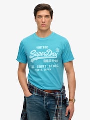 Superdry Blue Vintage Logo Neon Relaxed T-Shirt - Image 1 of 6