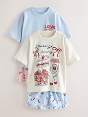 Blue/Red Strawberry Print - حزمة من 2 بيجامة قصيرة (3-16 سنة) - Image 1 of 6