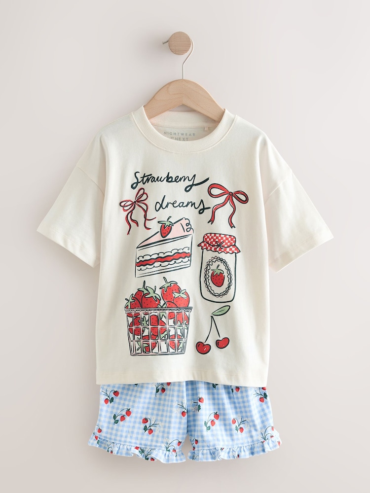 Blue/Red Strawberry Print - حزمة من 2 بيجامة قصيرة (3-16 سنة) - Image 2 of 6