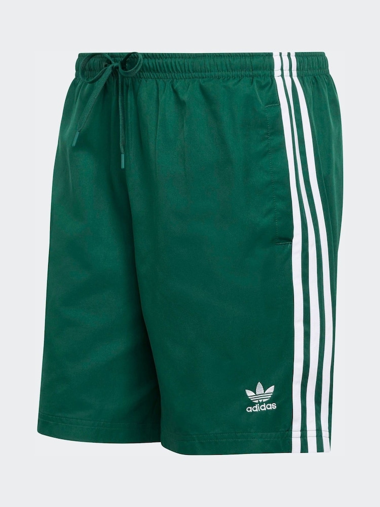 adidas Green Adicolor 3 Stripes Swim Shorts 8 Inch - Image 6 of 6 adidas Green Adicolor 3 Stripes Swim Shorts 8 Inch - Image 6 of 6
