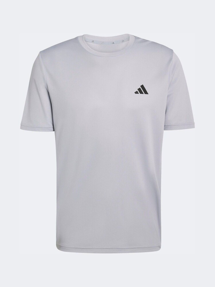 adidas Light Grey 3 Stripe Training T-Shirt - Image 7 of 7