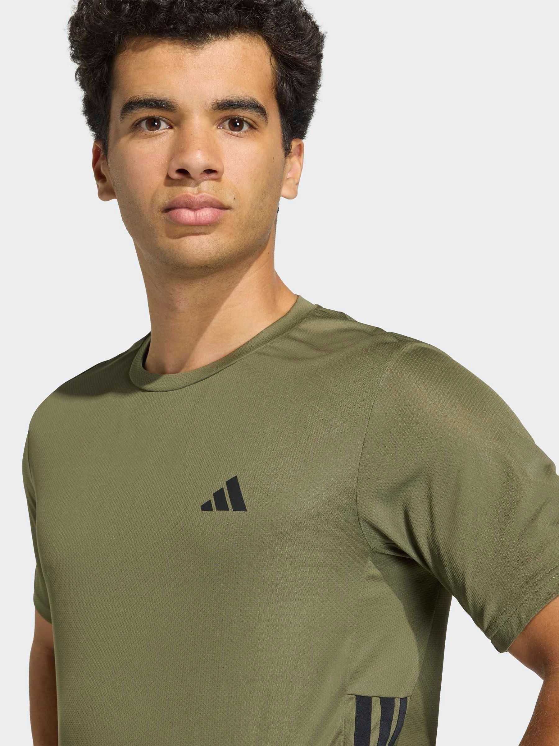 Buy adidas Olive Green 3 Stripe Training T-Shirt from Next USA