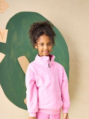 Joules Kids' Alfie Pink Quarter Zip Sweatshirt - Image 1 of 7