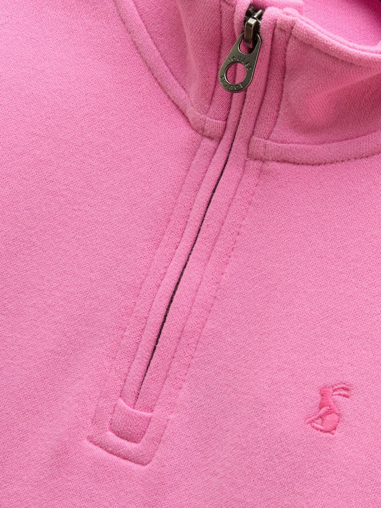 Joules Kids' Alfie Pink Quarter Zip Sweatshirt - Image 5 of 5