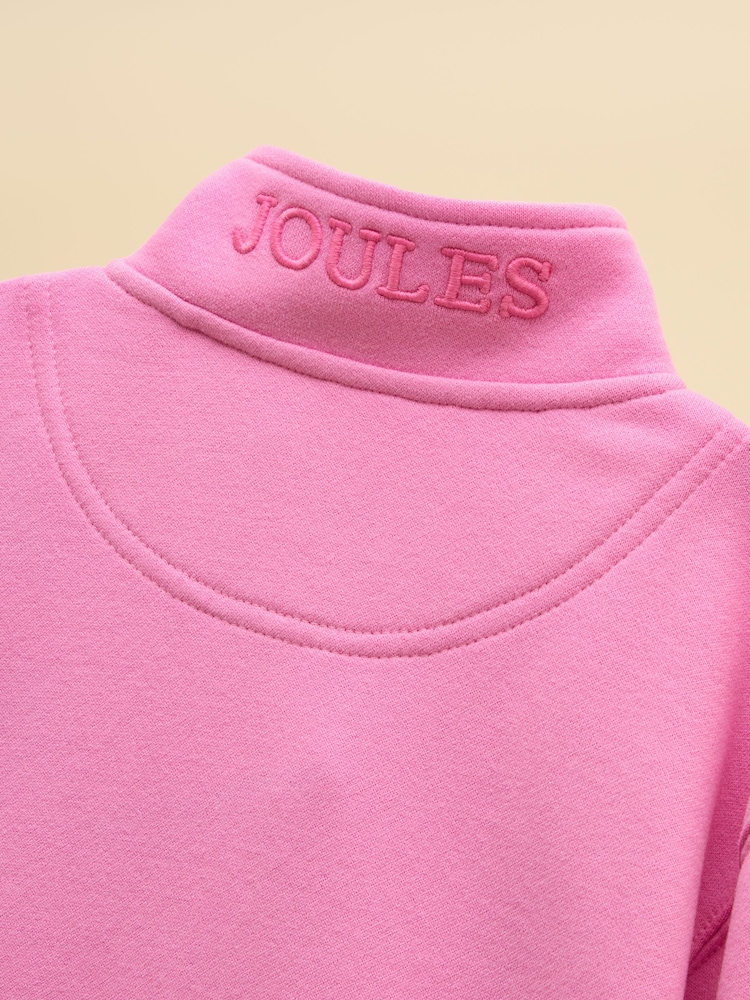 Joules Kids' Alfie Pink Quarter Zip Sweatshirt - Image 7 of 7