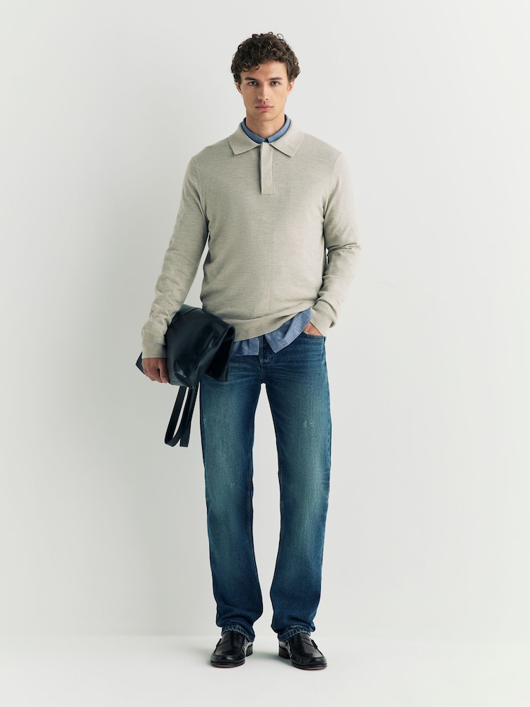 NN.07 Grey Emerson Long Sleeve Polo Jumper - Image 2 of 6