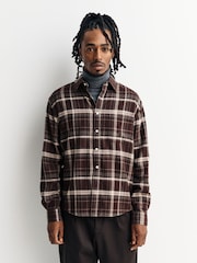 NN.07 Brown Check Deon Long Sleeve Check Shirt - Image 1 of 5