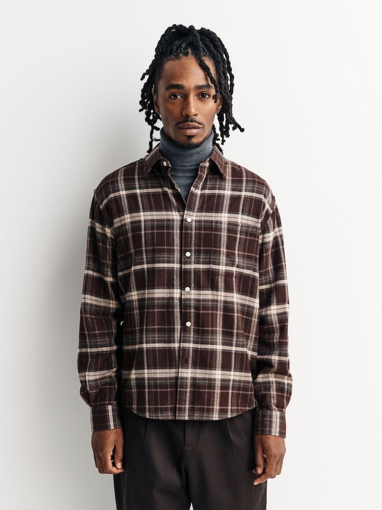 NN.07 Brown Check Deon Long Sleeve Check Shirt - Image 1 of 5 NN.07 Brown Check Deon Long Sleeve Check Shirt - Image 1 of 5