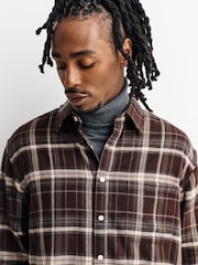 NN.07 Brown Check Deon Long Sleeve Check Shirt - Image 4 of 5