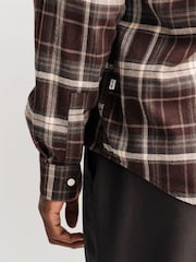 NN.07 Brown Check Deon Long Sleeve Check Shirt - Image 5 of 5