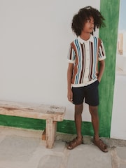 Brown Knitted Stripe Polo Shirt (3-16yrs) - Image 5 of 12