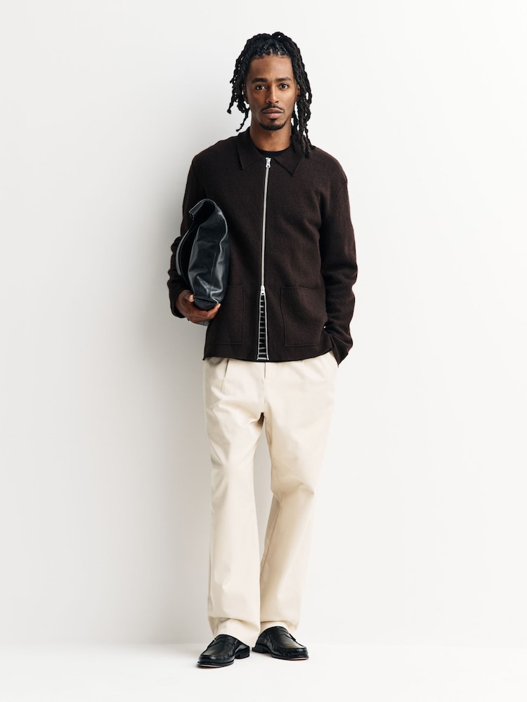 NN.07 Brown Jonas Zip Front Jumper - Image 2 of 5 NN.07 Brown Jonas Zip Front Jumper - Image 2 of 5